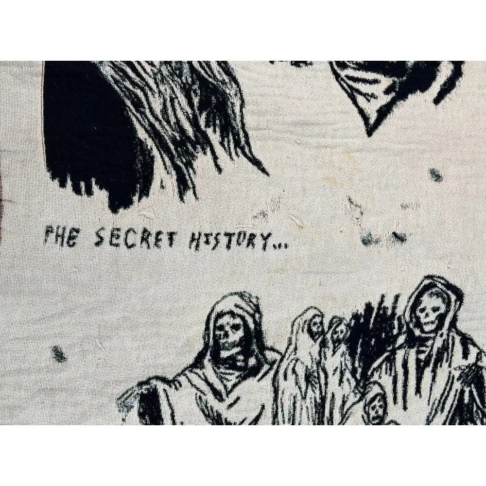Gothic Woven Tapestry Throw Blanket Skull Grim Reaper Punk Art 80x60 Fringe
